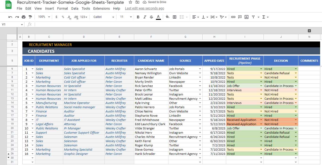 recruitment calendar template