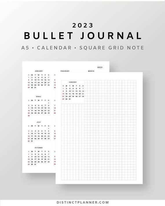 bullet journal calendar template