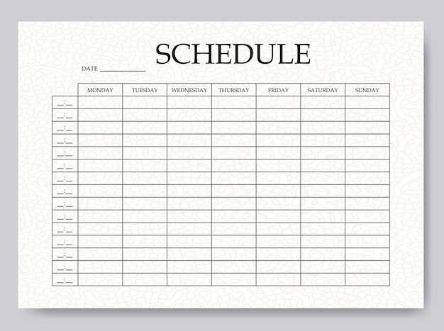 free time management calendar template