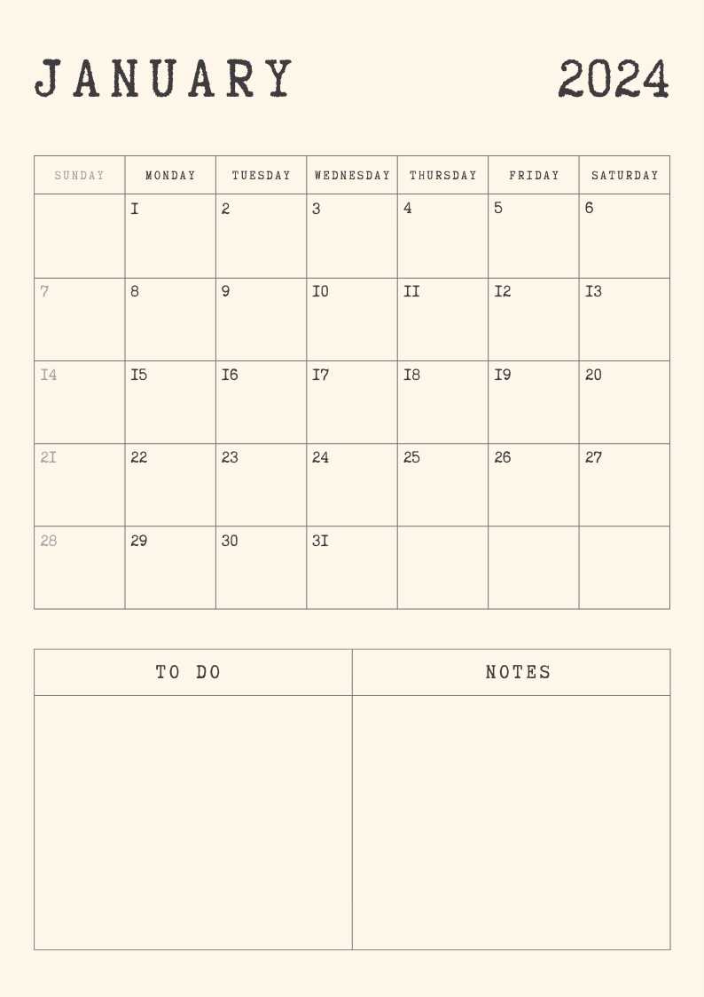 vintage calendar template