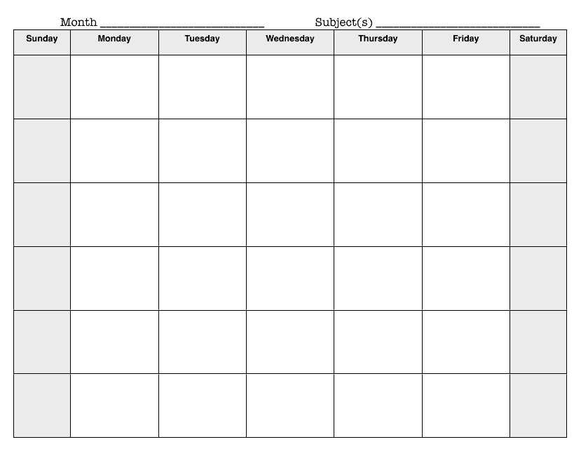 weekly agenda calendar template