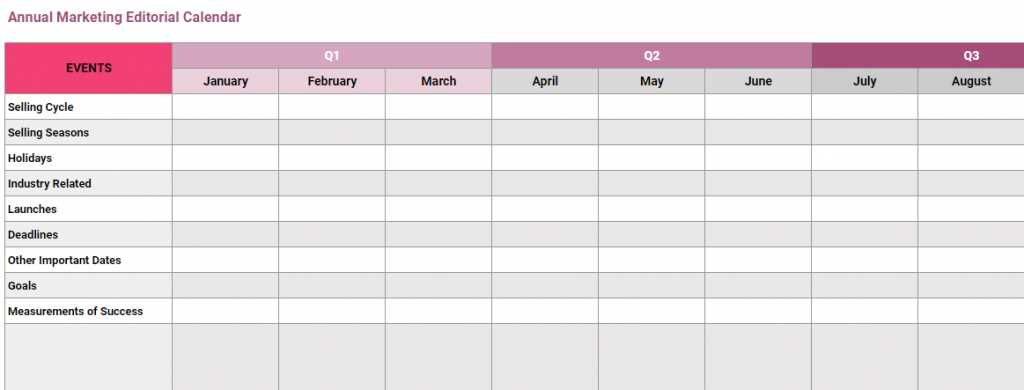 annual marketing calendar template