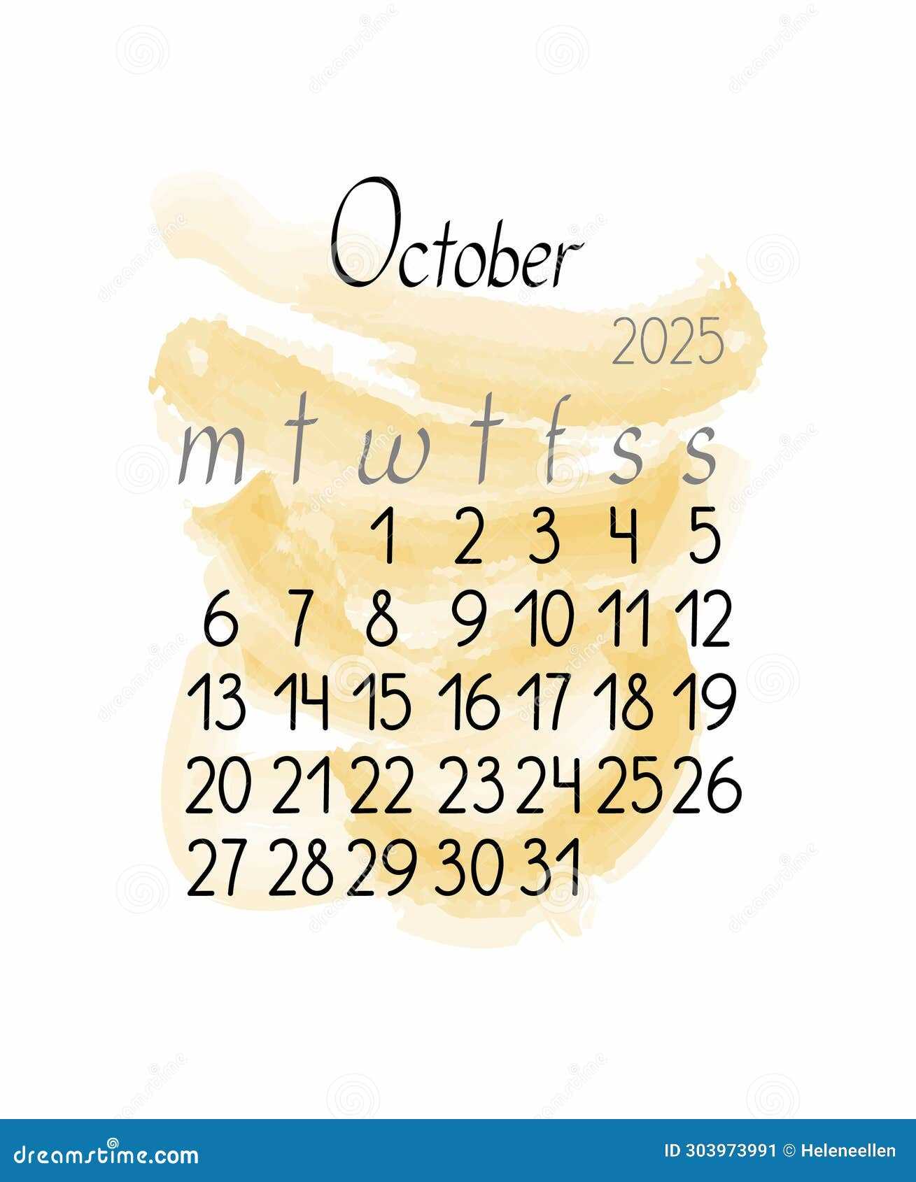 blank calendar template october 2025 printable