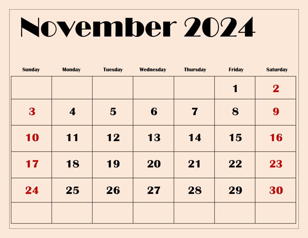 november calendar template