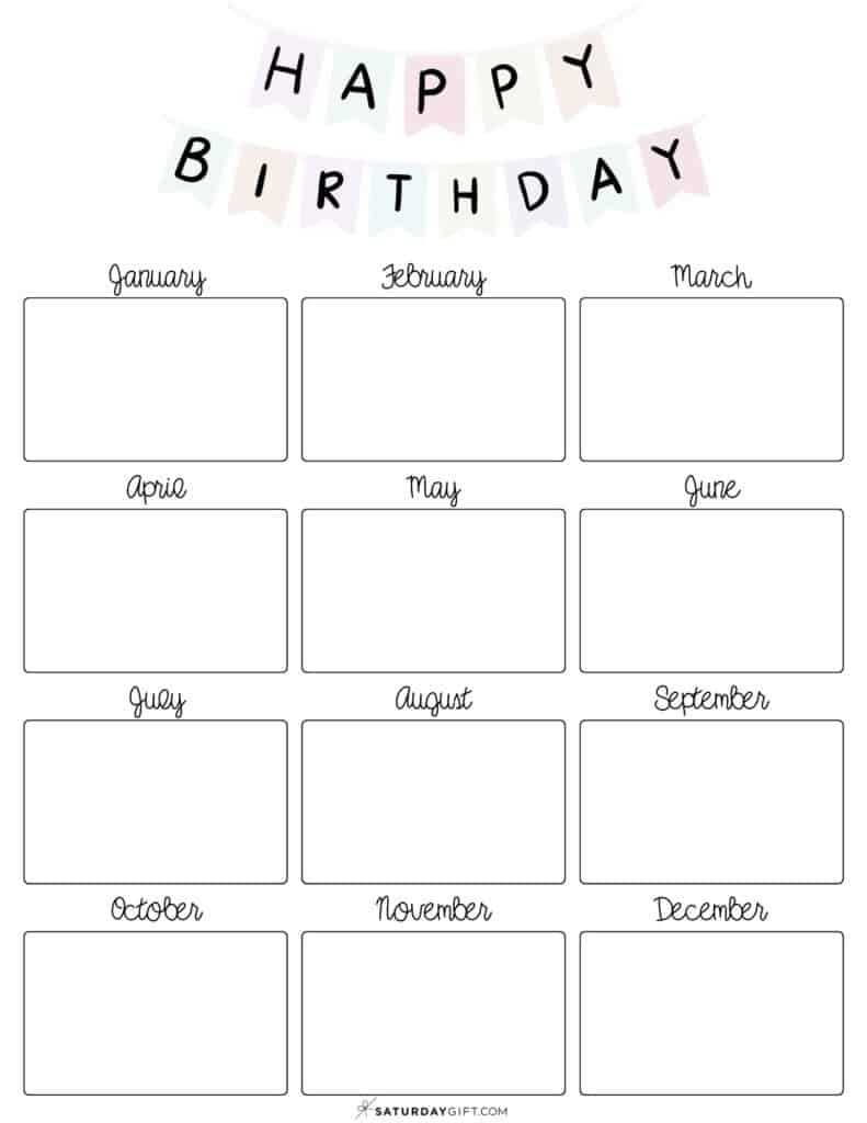 birthday calendar template editable