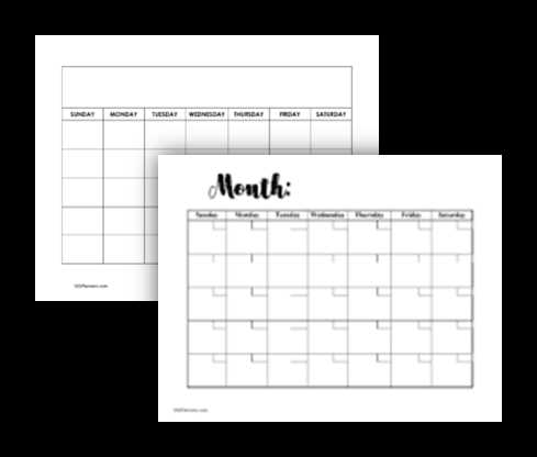 blank monthly calendar template no dates