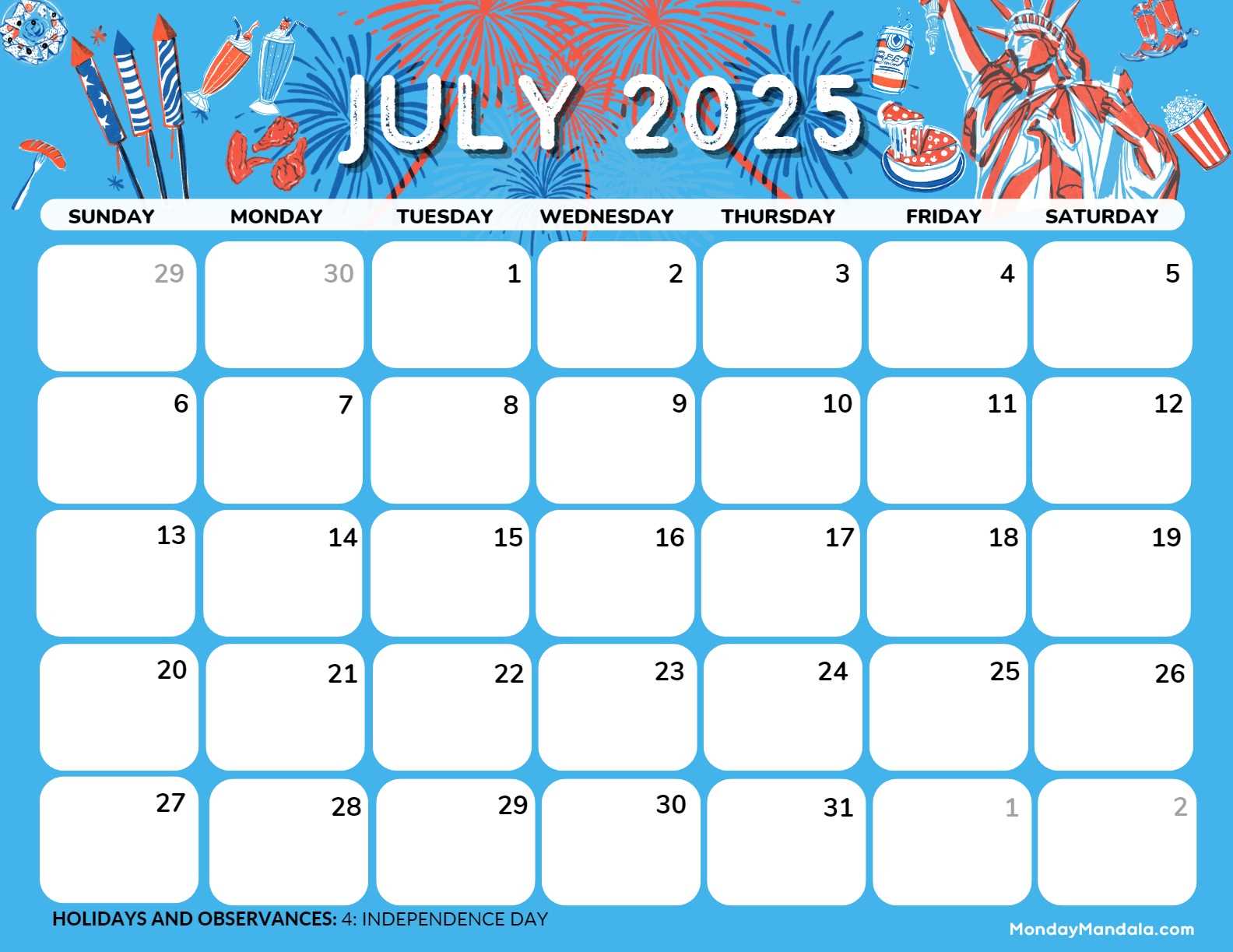 july 2025 template calendar