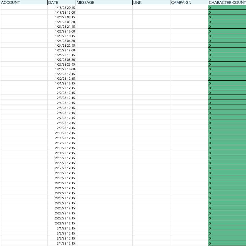 blogging calendar template