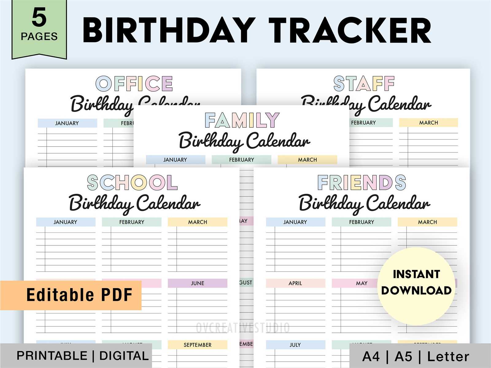 free birthday calendar template