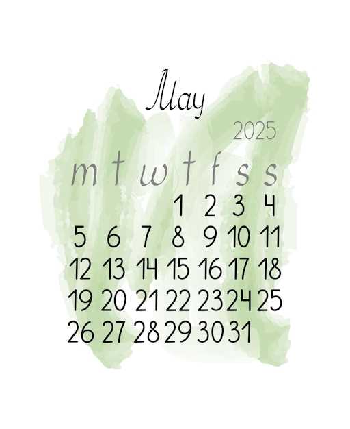 2025 may calendar template