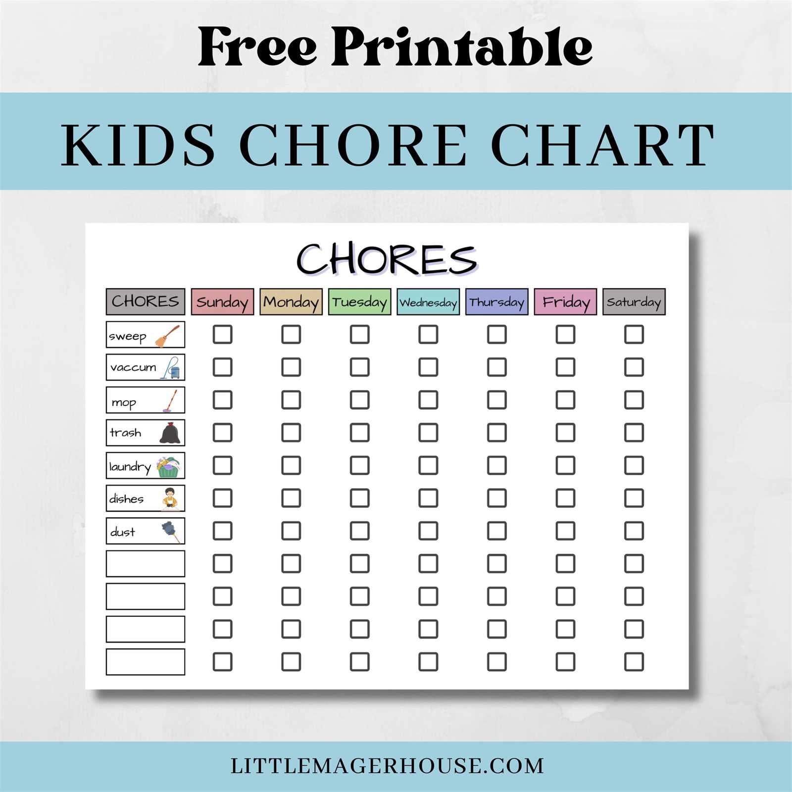 calendar chore chart template