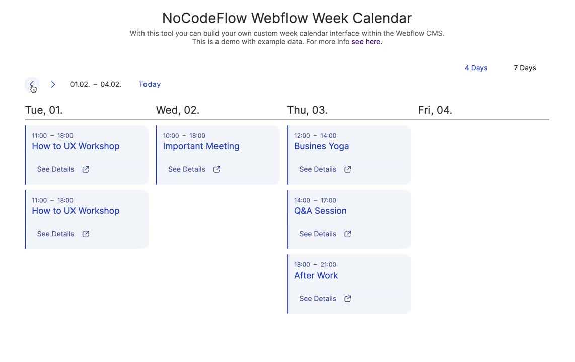 webflow calendar template