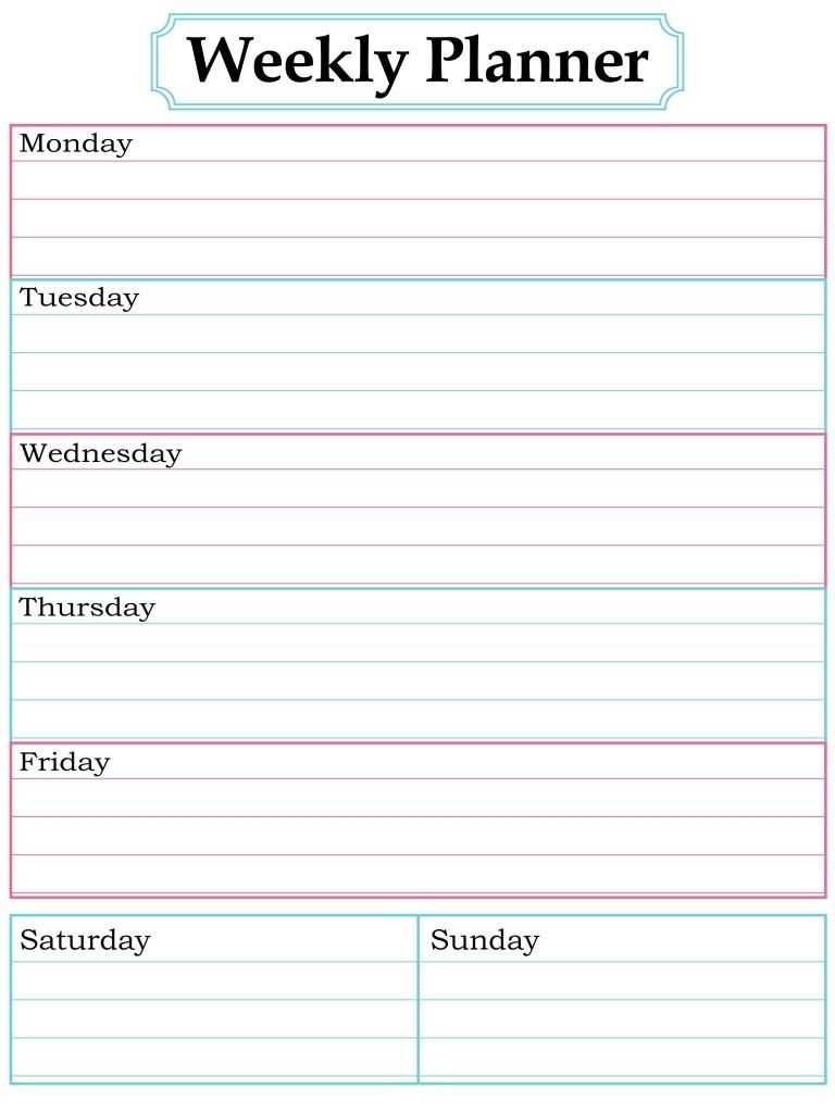 week of calendar template