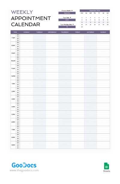 weekly calendar agenda template