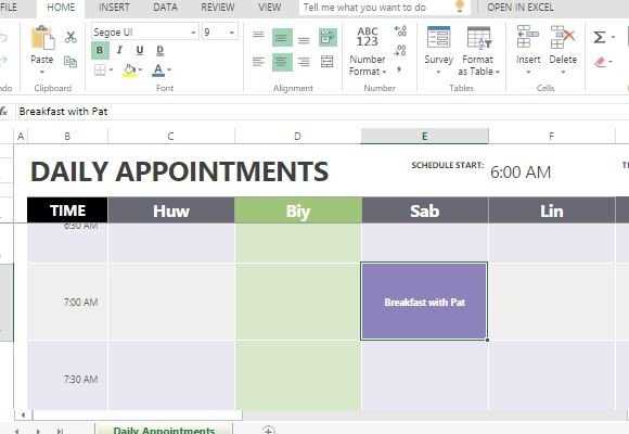 weekly calendar appointment template