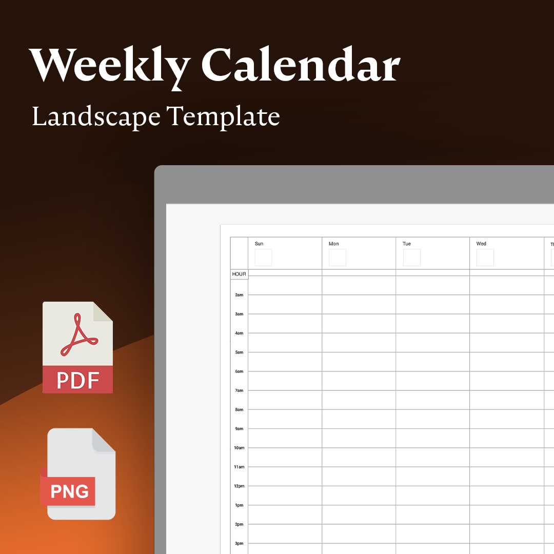 weekly calendar template with hours