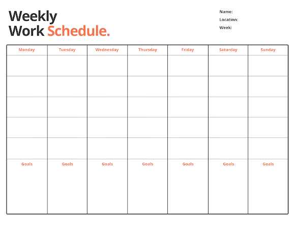 weekly calendar template with time slots