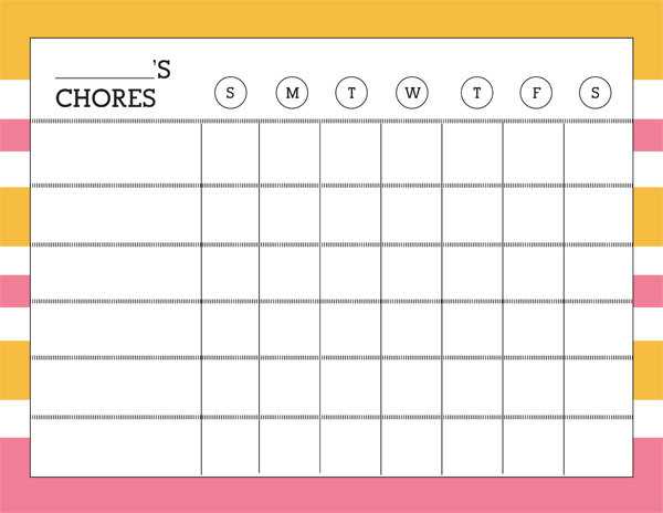 weekly chore calendar template