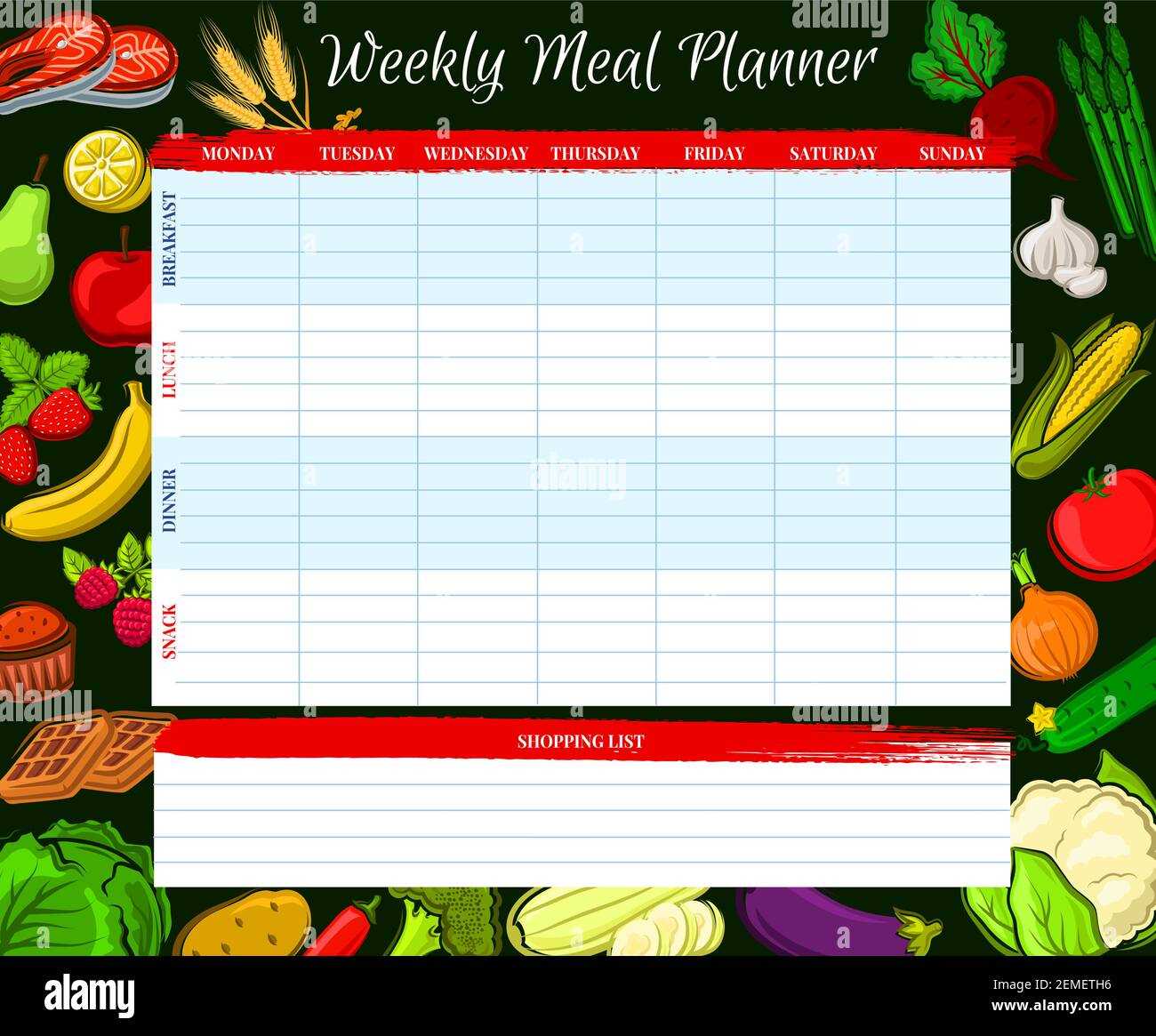 weekly meal planning calendar template