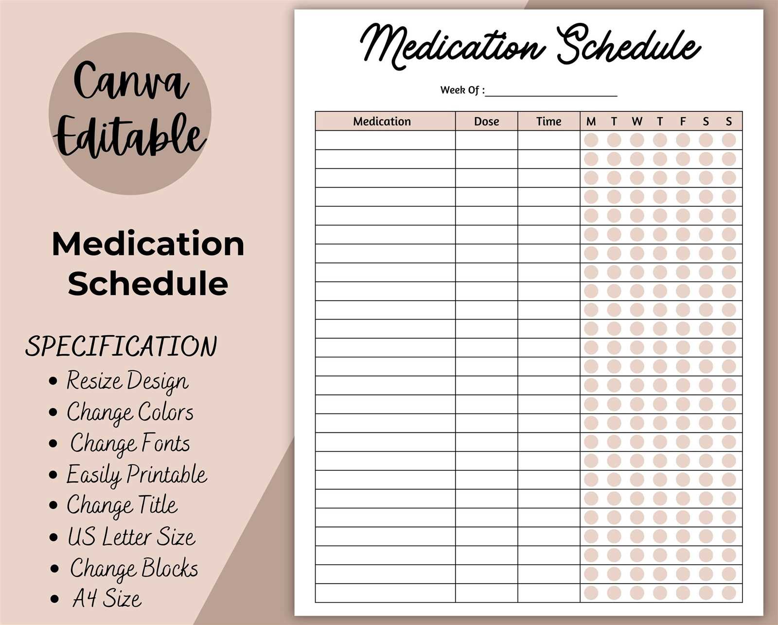 weekly medication calendar template