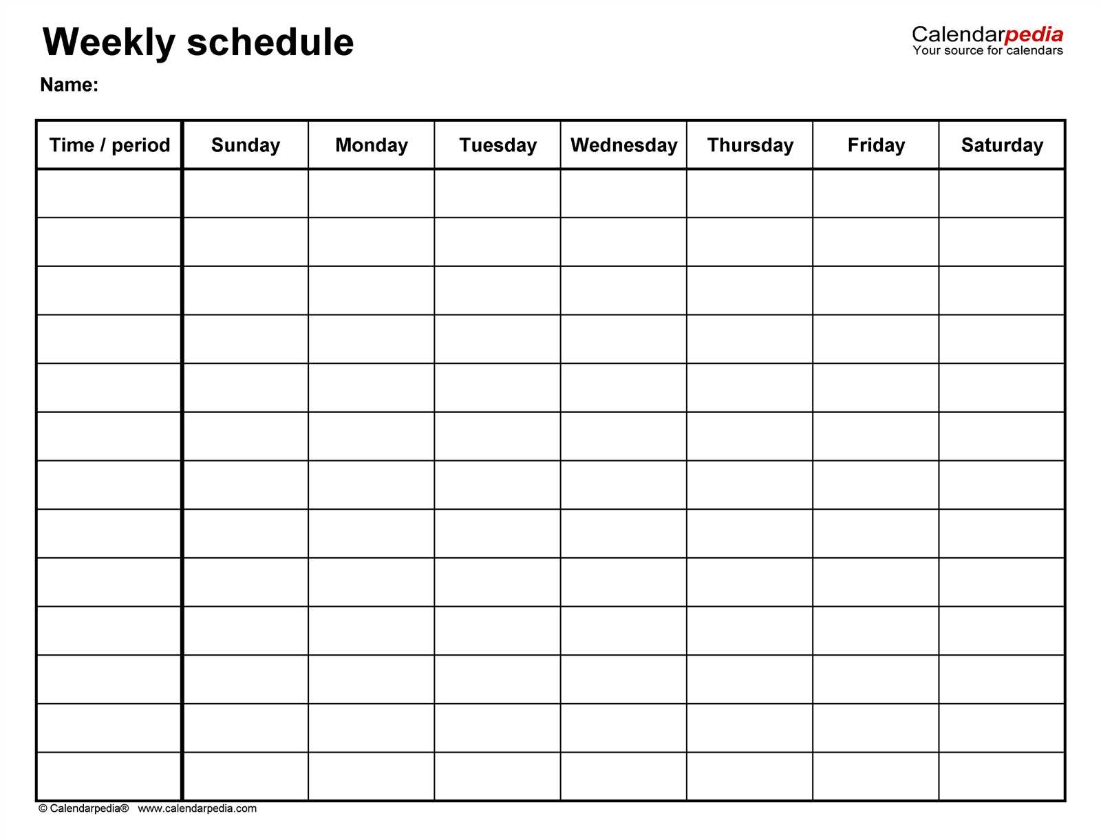 weekly meeting calendar template