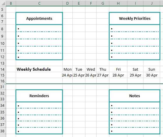 weekly meeting calendar template