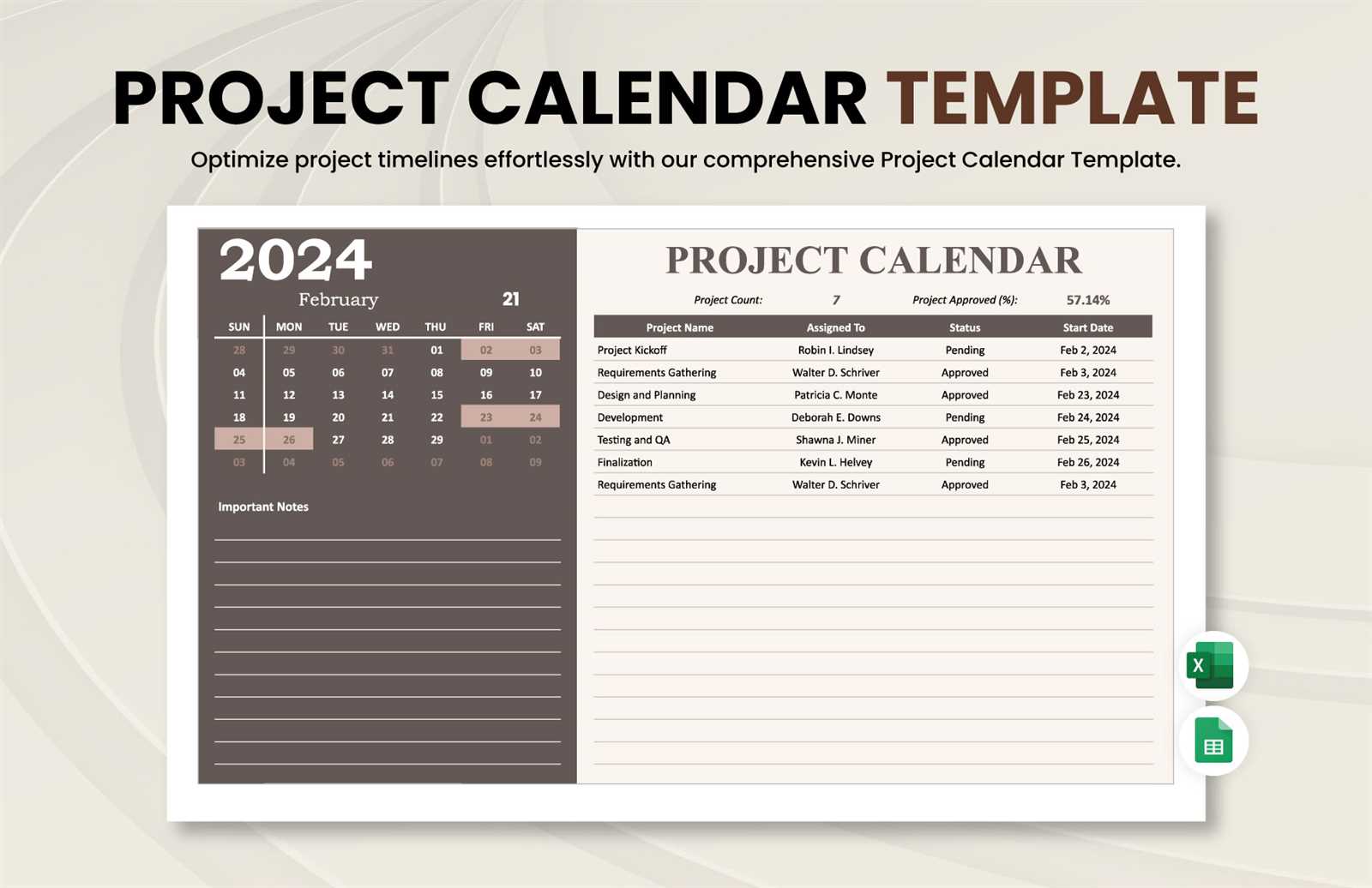 weekly project calendar template