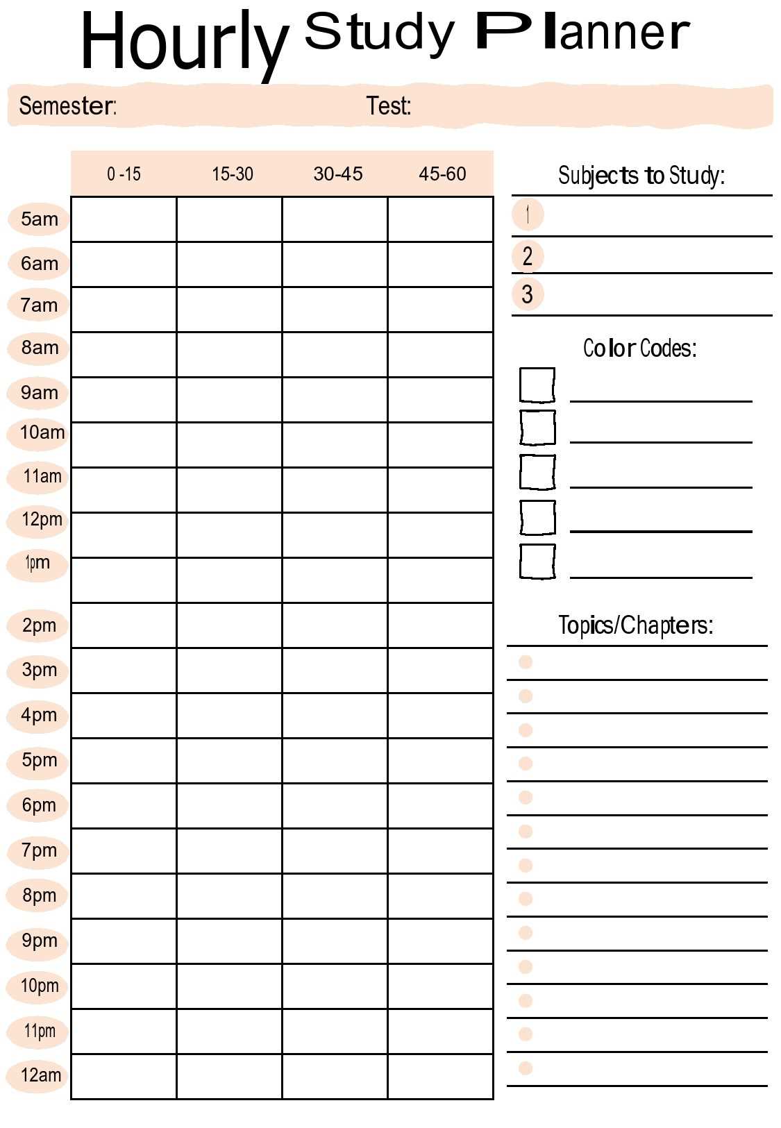 weekly study calendar template