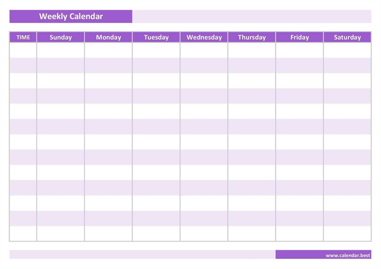 weekly time slot calendar template