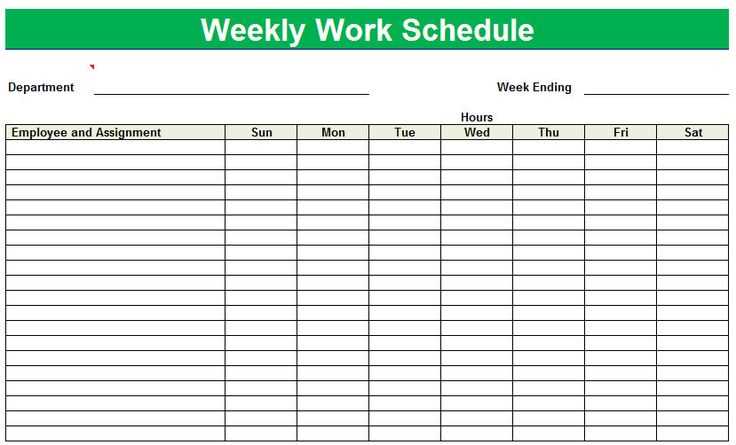 weekly work calendar template