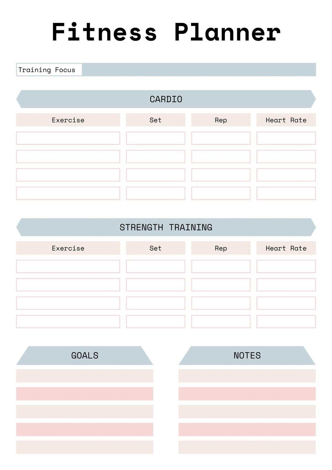 weekly workout calendar template