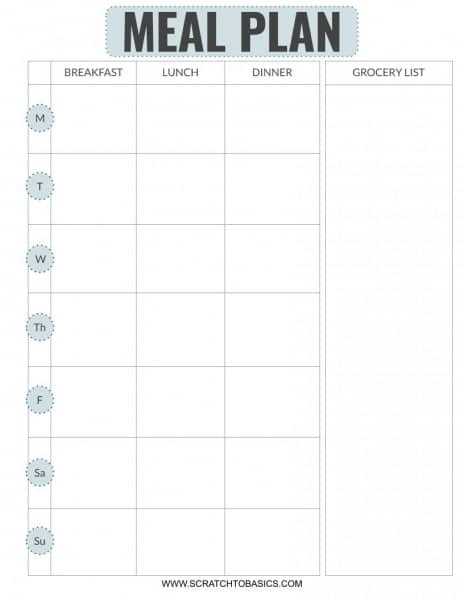 meal calendar template free