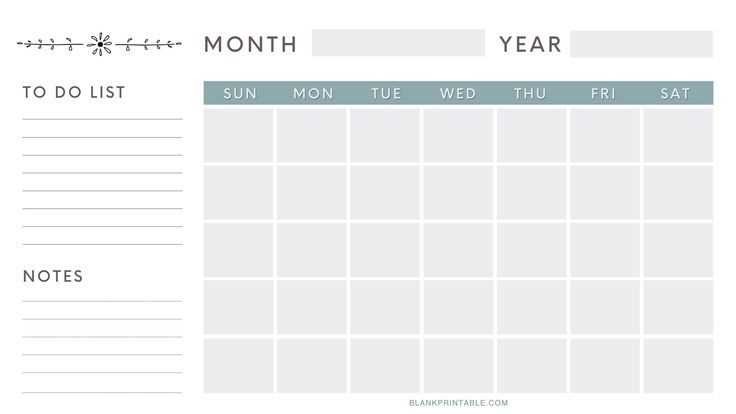 blank calendar template with notes