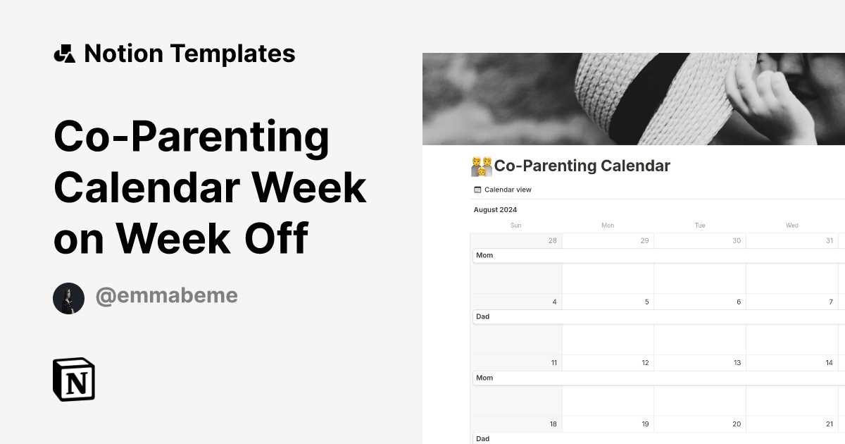 parenting calendar template