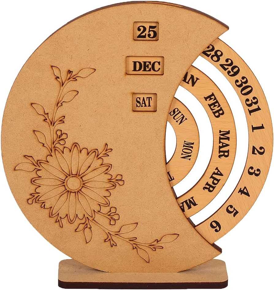 wooden perpetual calendar template