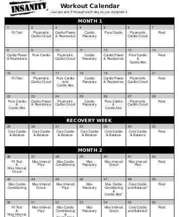 workout calendar template