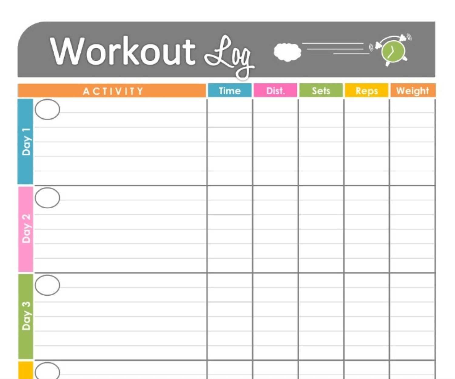 workout routine calendar template