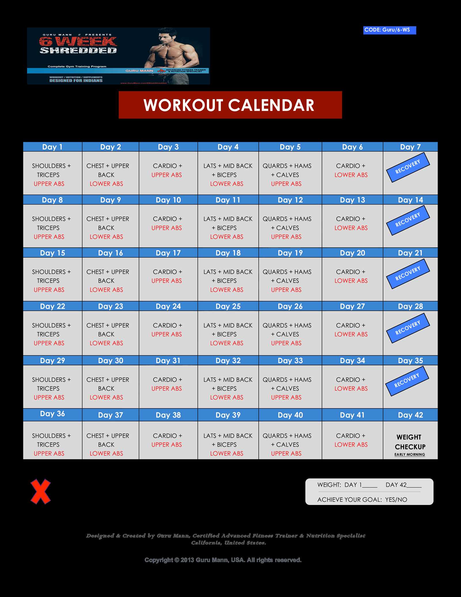 workout schedule calendar template