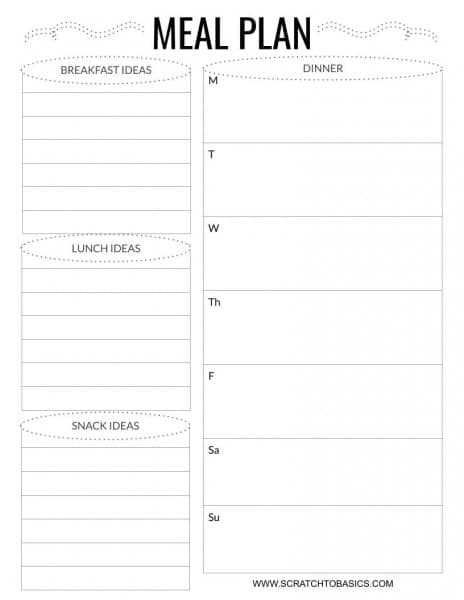 meal calendar template free