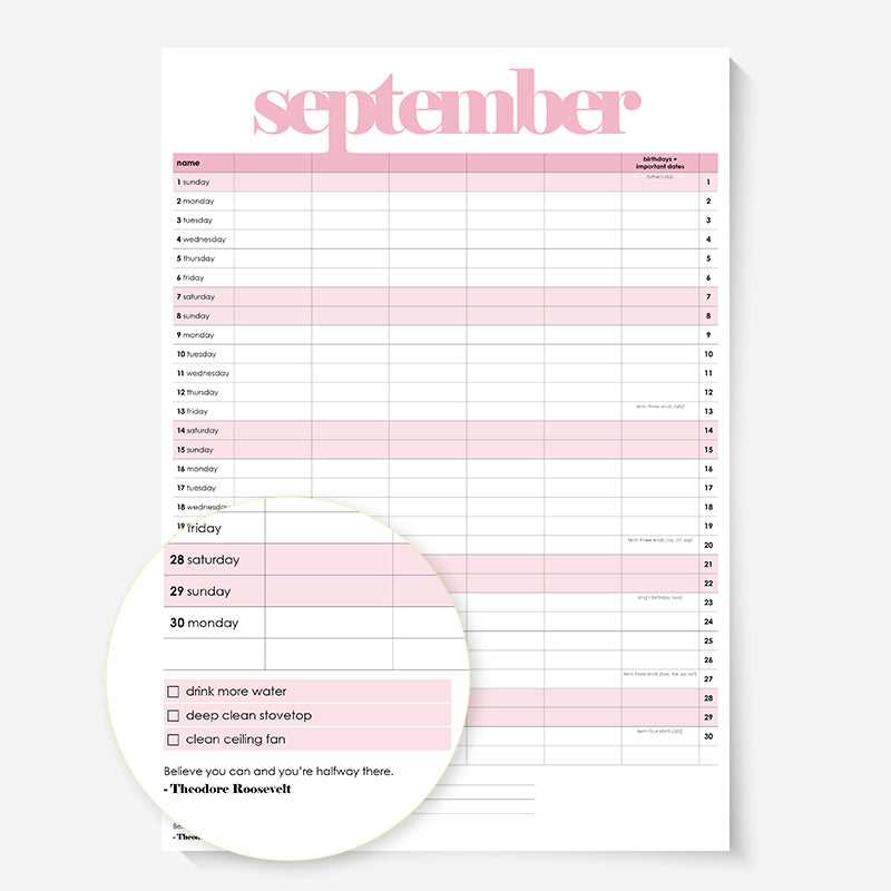 calendar template with times