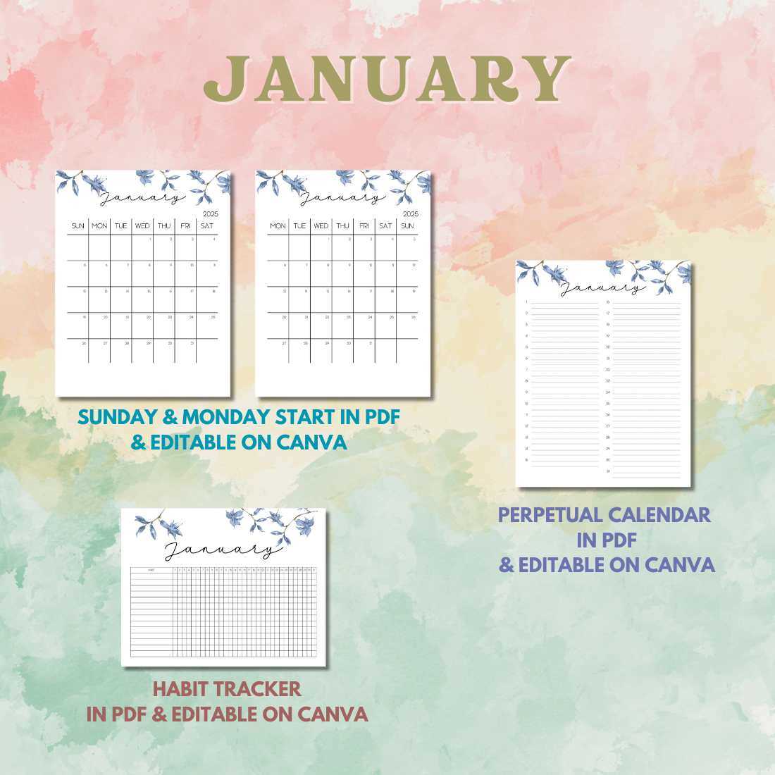 2025 calendar template editable