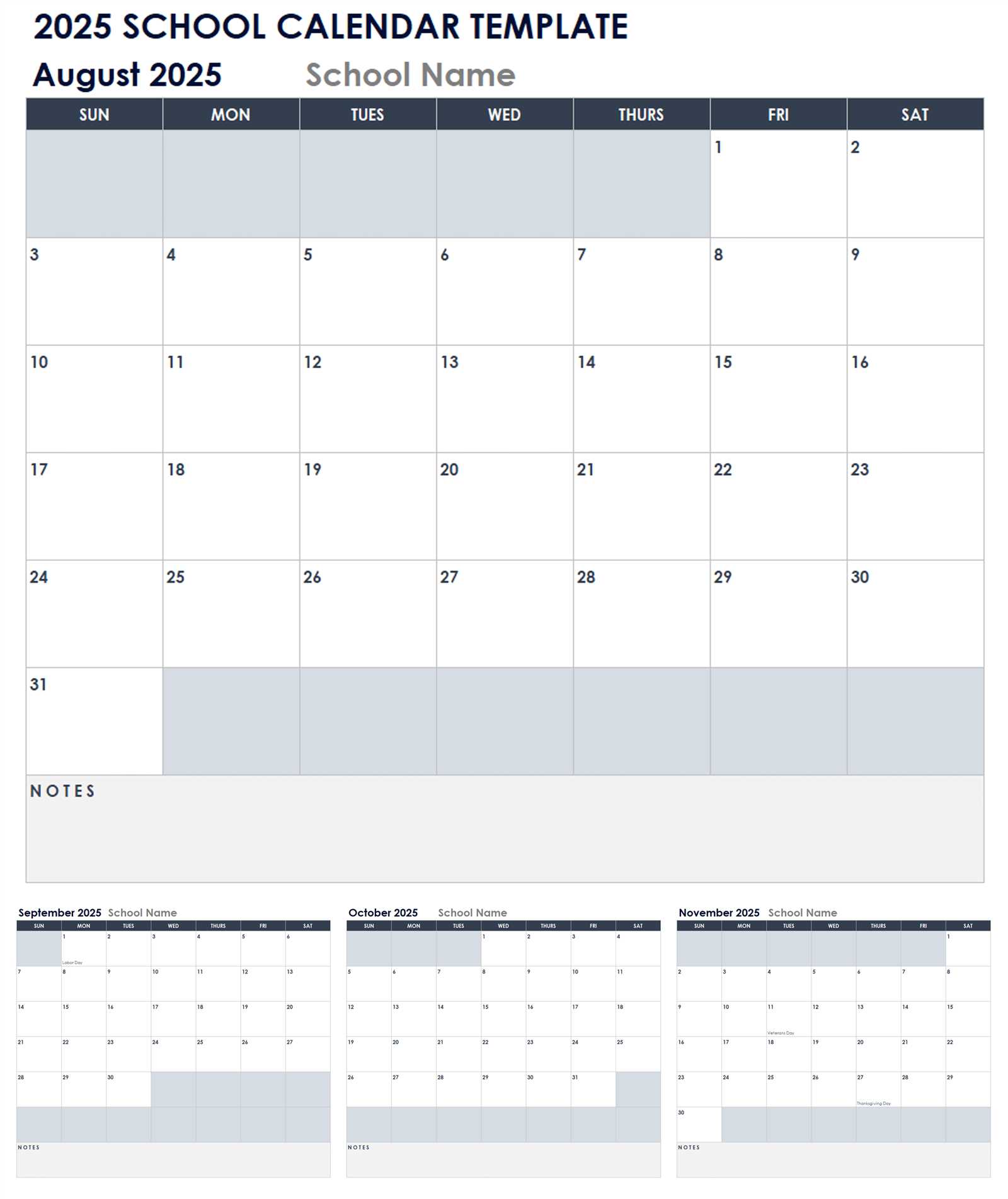 employee attendance calendar 2025 template