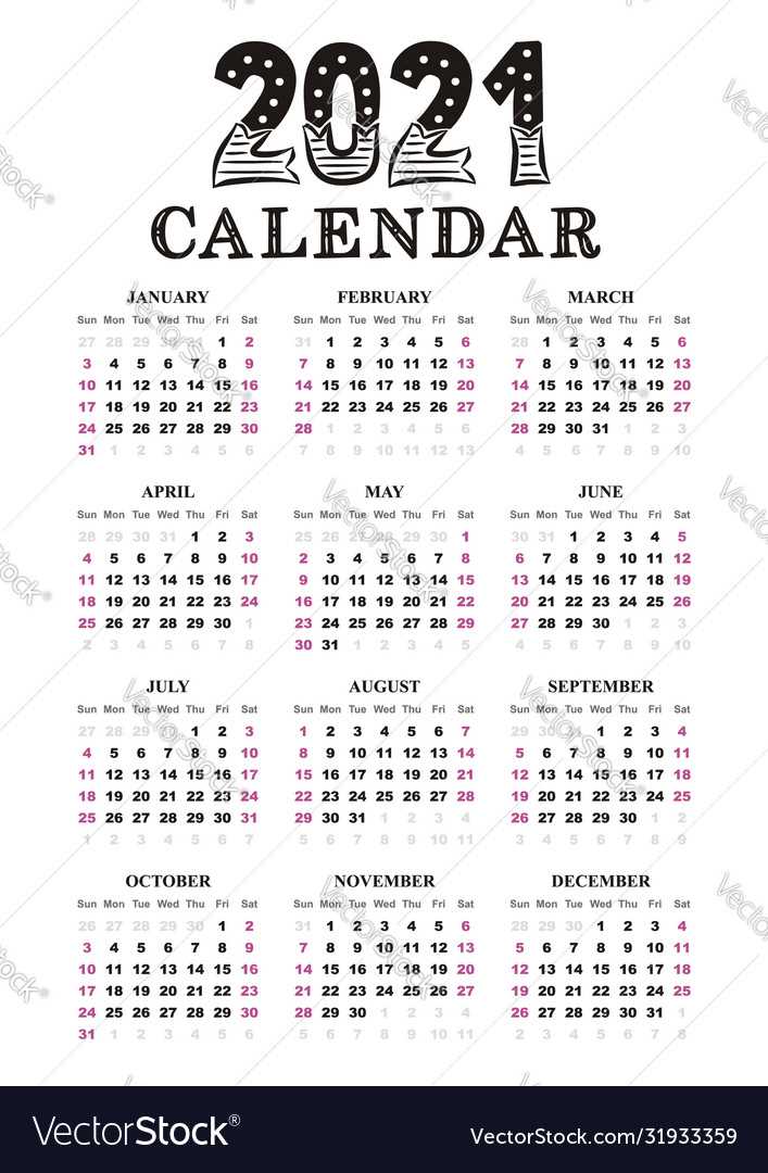 a4 calendar template