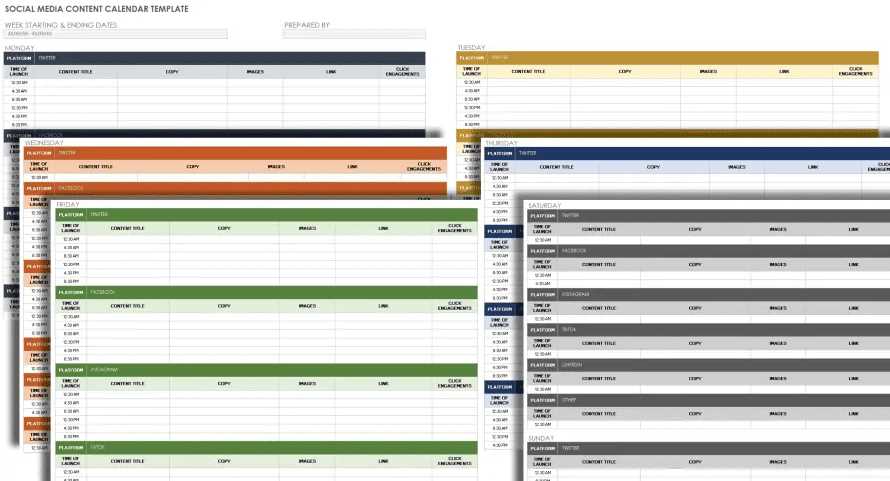 social media calendar templates