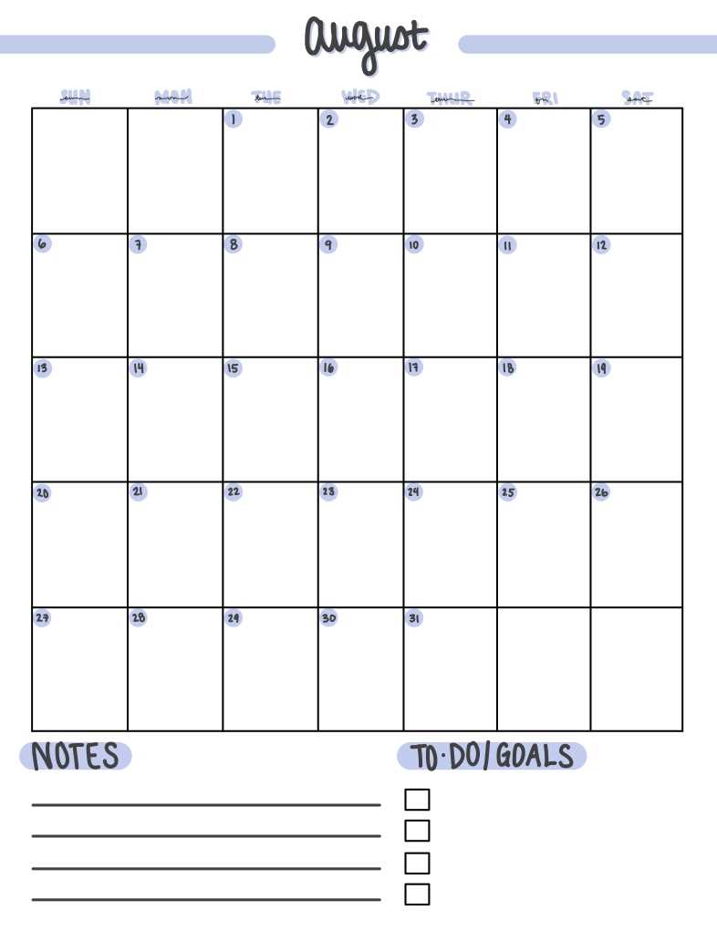 notability calendar template