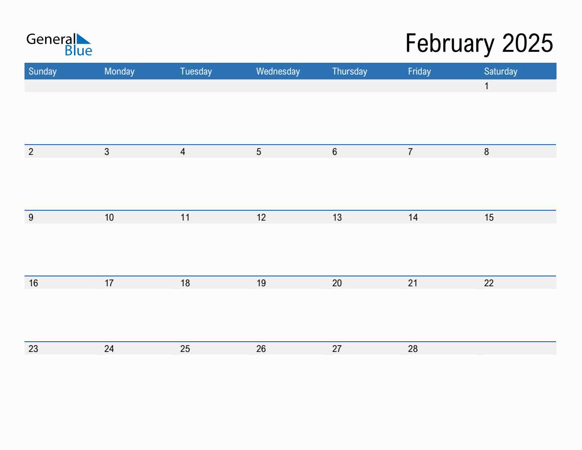 free february 2025 calendar template