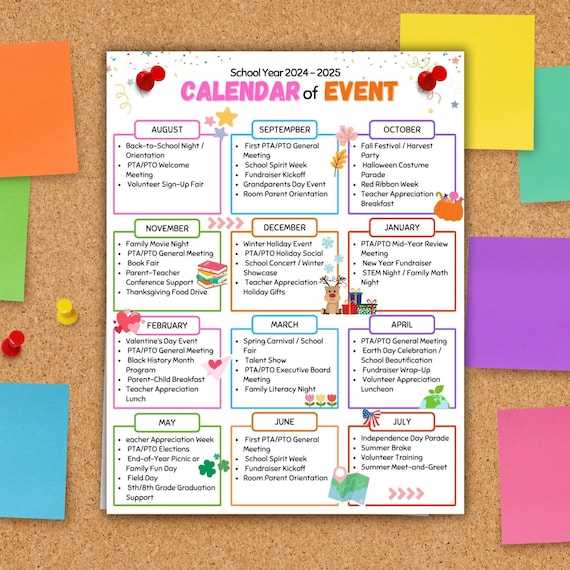 pta calendar of events template