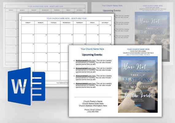 free church calendar templates