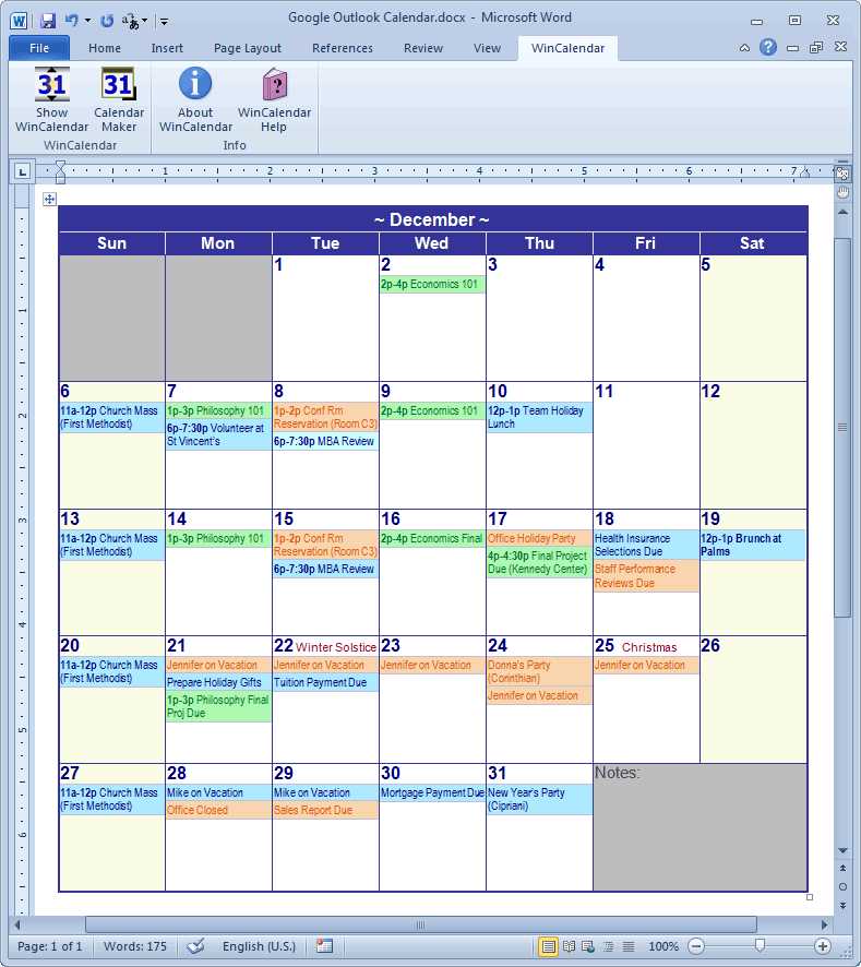 microsoft 365 calendar templates