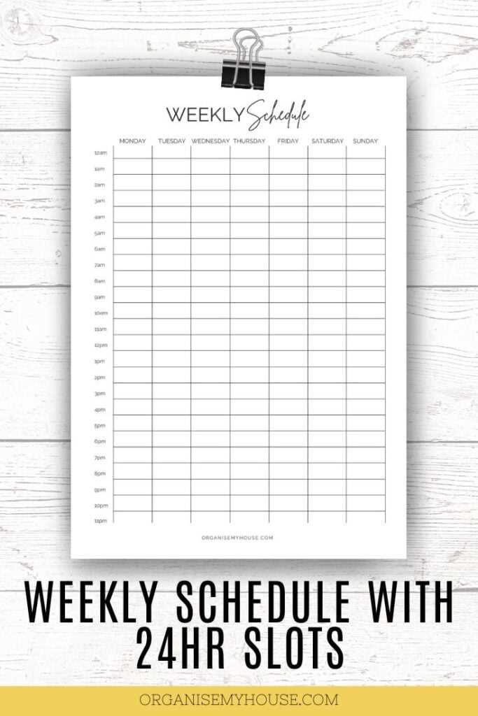 weekly calendar template with hours